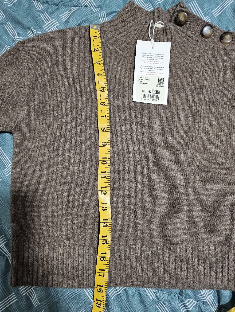 NWT! Sezane Elena 100% Yak Wool Jumper Sweater Taupe Brown Tan Size XS - Picture 10 of 11